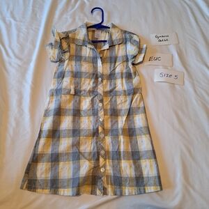 Gymboree girls size 5 gray & yellow plaid dress
